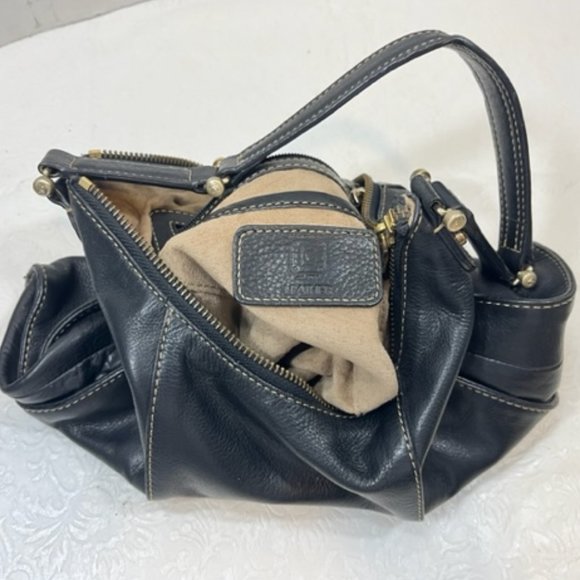 VTG Liz Claiborne Black Soft Leather Stitched Mini HOBO Handbag 10.5"x 8" - Picture 8 of 11